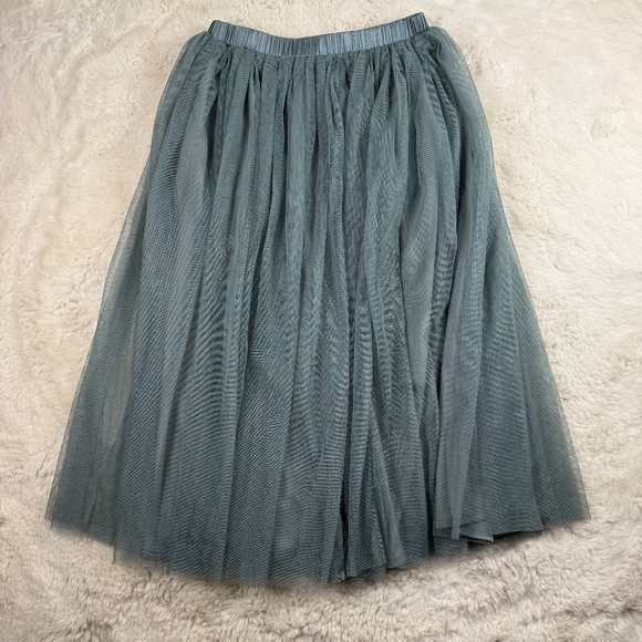 Lace & Beads Boutique Tulle A-Line Midi Skirt Blue Women's Size 10 - Picture 1 of 8